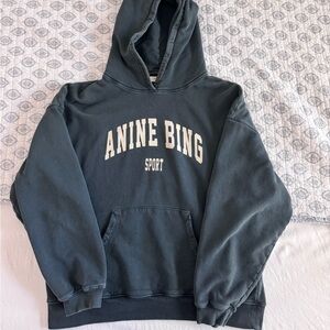 Anine Bing Washed Black Hoodie L